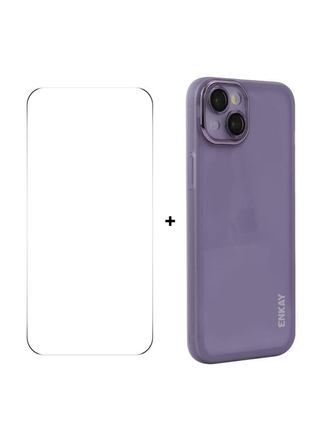 The Bros Case For iPhone 14 Plus Hat-Prince Translucent Matte TPU Phone Case with Lens Film + 9H Big Arc Edge Film