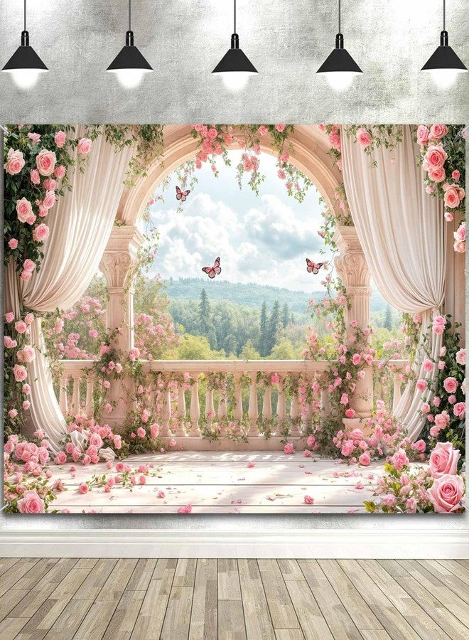 Drgilau 10X8ft Pink Floral Photography Backdrop, Retro Flowers Photography Backdrop Dreamlike Wedding Portrait Photo Background Wedding Birthday Party Background Banner Decor, Pink-1 - Image 5