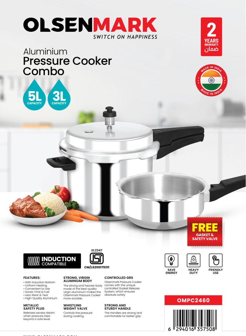 Olsenmark طنجرة ضغط من الفولاذ المقاوم للصدأ سعة 4 لتر من Olsenmark OMPC2460 - طنجرة خفيفة الوزن ومتينة مع غطاء - Image 2