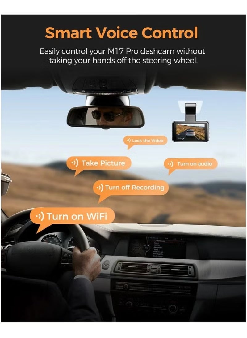 AZDOME 4K Dash Cam M17 Pro Car DVR WIFI Car Camera ADAS Voice Control 24H Parking Monitor  - Image 4