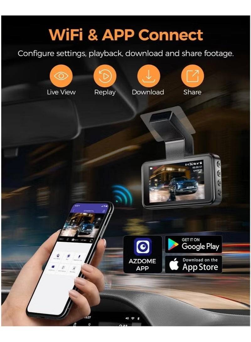 AZDOME 4K Dash Cam M17 Pro Car DVR WIFI Car Camera ADAS Voice Control 24H Parking Monitor  - Image 5