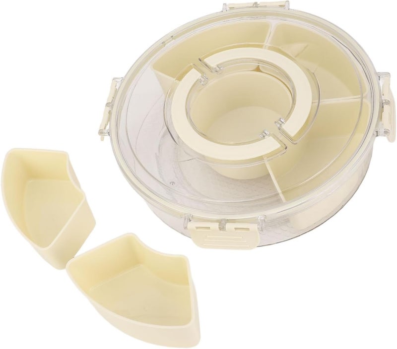 Sorandy 360 Rotating Divider Tray, 6 Compartments Sealed Snack Tray, Transparent Lid with Sturdy Side Clips, Ideal for Road Trips, Picnics & Movie Nights (L) - Image 5
