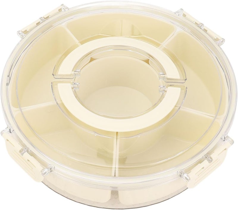 Sorandy 360 Rotating Divider Tray, 6 Compartments Sealed Snack Tray, Transparent Lid with Sturdy Side Clips, Ideal for Road Trips, Picnics & Movie Nights (L) - Image 4