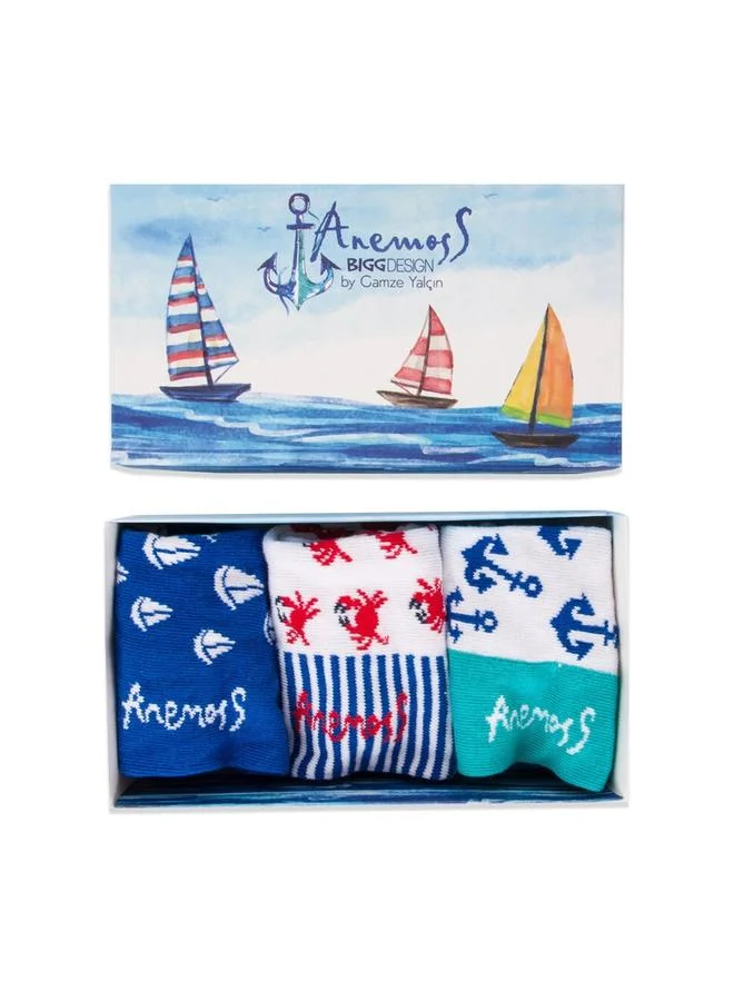 Biggdesign Pack of 3 - Anchor Pattern Socks