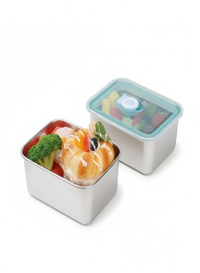 Swejos Stainless Steel Bento Boxes with Manual Flip-Top Lids, Metal Square Food Storage Containers, BPA-Free, Hand Wash, Ideal for Kitchen, Refrigerator, and Picnic Use Without Electricity (2) - Image 1