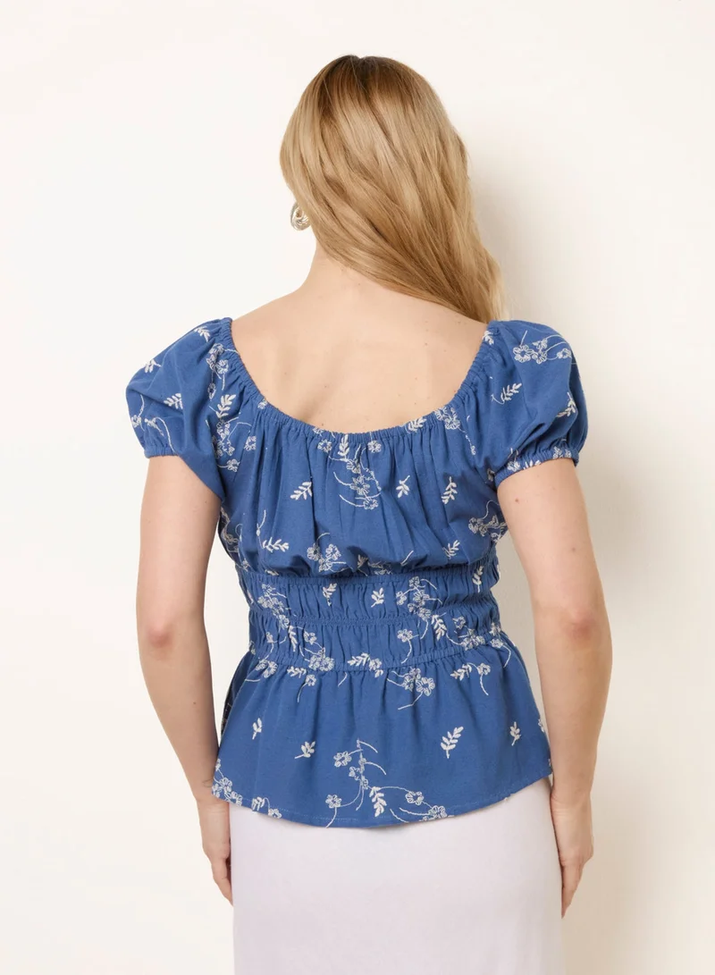 بلو فانيلا Embroidery Peplum Blouse