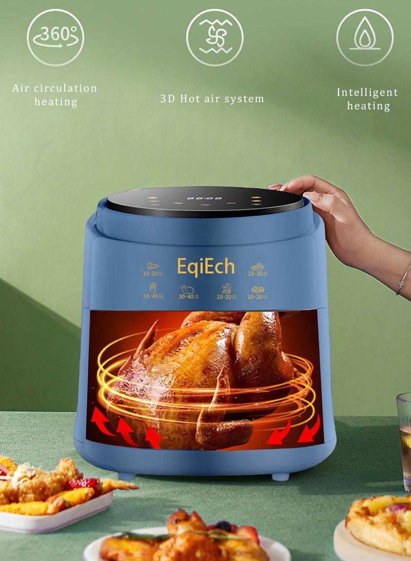 EqiEch Air Fryer 6 Liter 1500 W ,Digital Touch Panel LCD Display Smart Air Fryer with 4 Presets Timer Automatic Power-Off Function and Non-Stick Dishwasher-Safe Parts, Blue - Image 3
