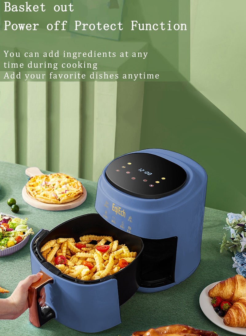 EqiEch Air Fryer 6 Liter 1500 W ,Digital Touch Panel LCD Display Smart Air Fryer with 4 Presets Timer Automatic Power-Off Function and Non-Stick Dishwasher-Safe Parts, Blue - Image 4