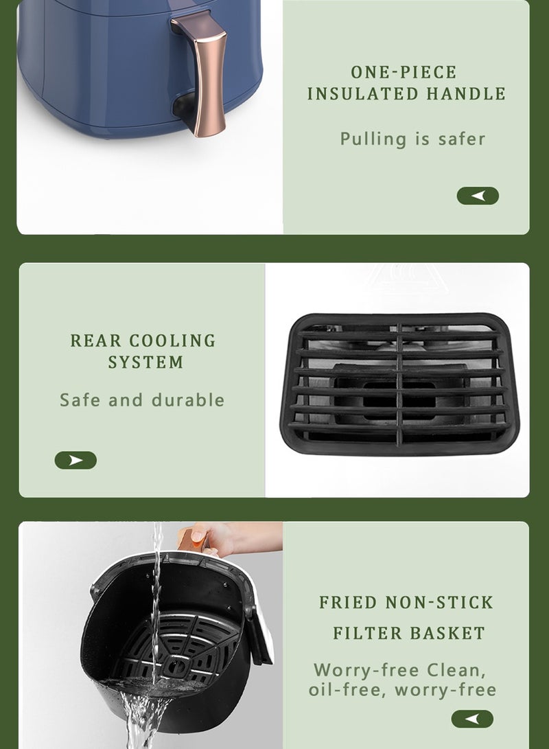 EqiEch Air Fryer 6 Liter 1500 W ,Digital Touch Panel LCD Display Smart Air Fryer with 4 Presets Timer Automatic Power-Off Function and Non-Stick Dishwasher-Safe Parts, Blue - Image 5