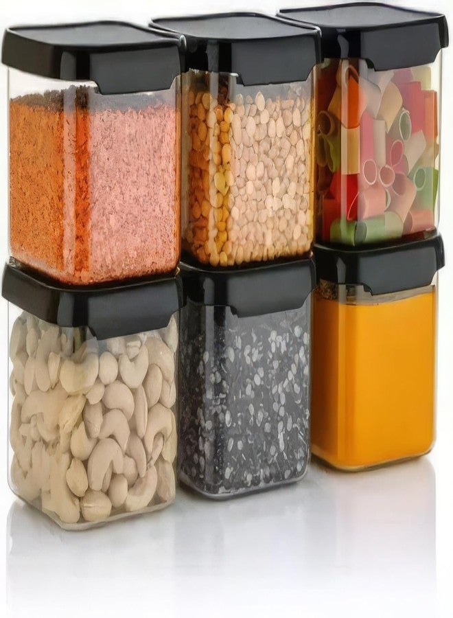 Entisia Plastic Food Storage Container Set with Airtight Lids - Transparent, Stackable & Airtight Kitchen Container Set - Use For Dry Food, Grains & Spices - Space-Saving Kitchen Storage (500ml, 6Pcs) - Image 1