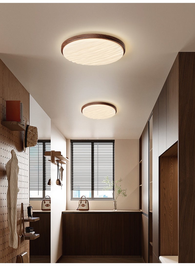 Wood-grain framed ceiling light with a wavy design and three-color adjustable ambient lighting—perfect for hallways and balconies - Image 3