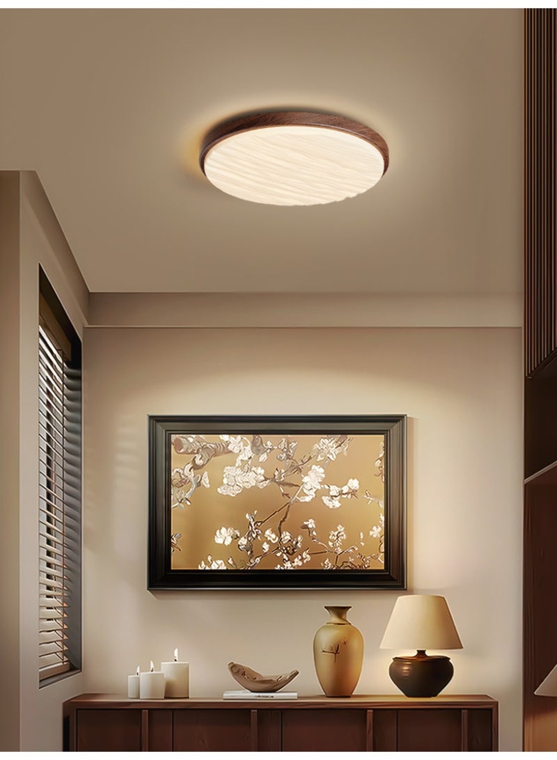 Wood-grain framed ceiling light with a wavy design and three-color adjustable ambient lighting—perfect for hallways and balconies - Image 4