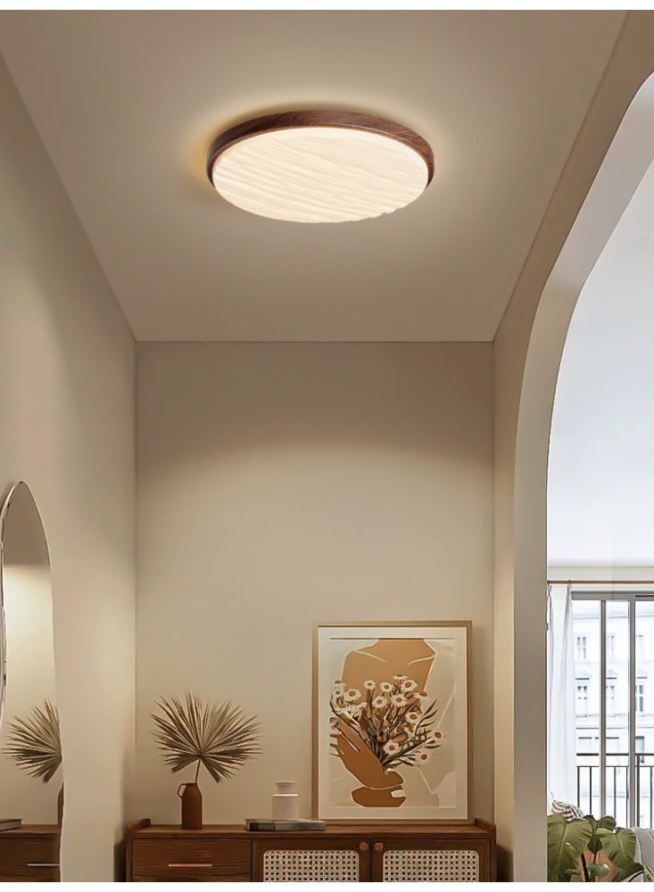 Wood-grain framed ceiling light with a wavy design and three-color adjustable ambient lighting—perfect for hallways and balconies - Image 5