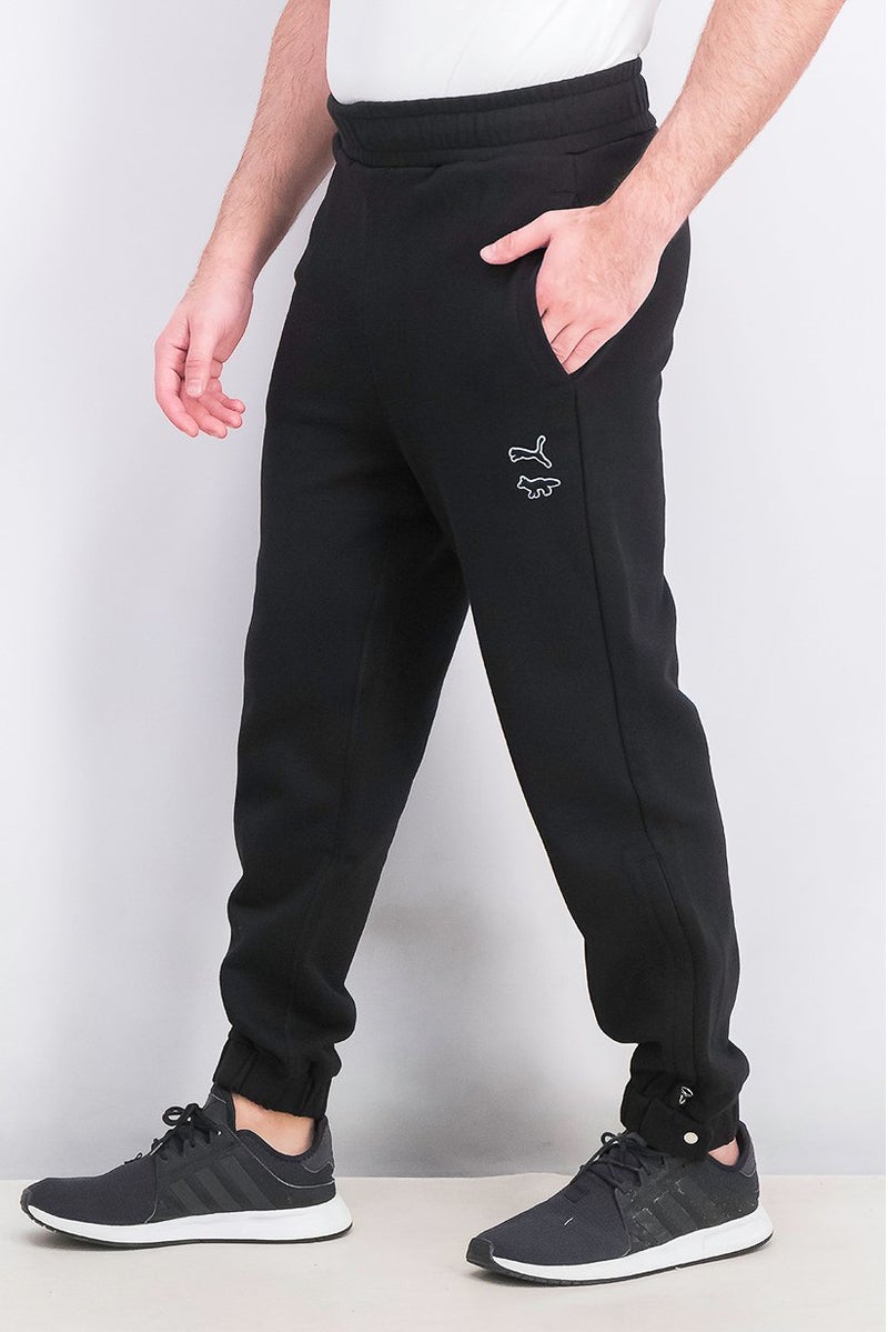 PUMA سروال رجالي عادي مزخرف بحبل سحب، أسود - Image 2