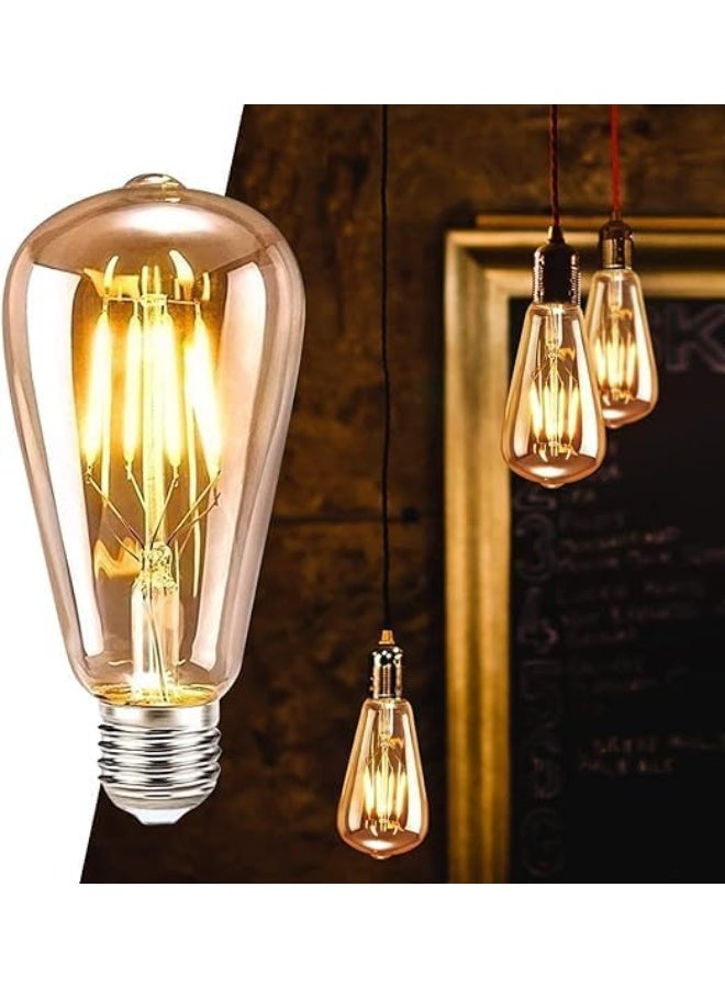 E27 Vintage Warm White LED Bulb, 4pcs Retro Edison LED Bulb 4W ST64 E27 Decorative Lamp LED Filament Bulb Nostalgia for Home, Restaurant, Cafe, Bar - Image 1