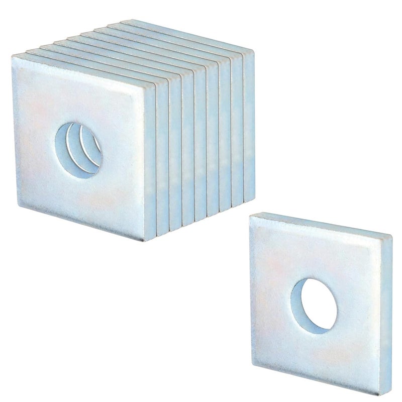 heneng 10 Pcs Square Plate Washers 5/8" (ID) x 2" x 2", Flat Bearing Plate Washers, 7/32" Thick - Image 1