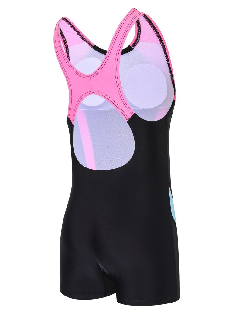 J·E Sterguard J.E Sterguard Athletic Girls' One Piece Swimsuit, Girls Bathing Suits, Competition Black+Pink Girl Swimsuits Size 14-16 1880-BP - Image 2