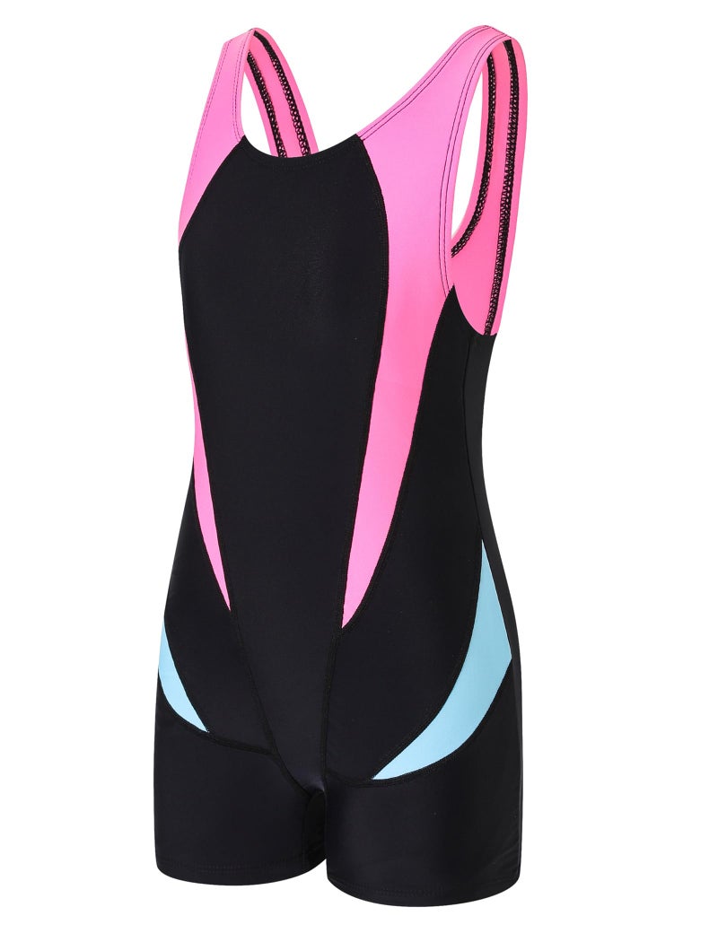 J·E Sterguard J.E Sterguard Athletic Girls' One Piece Swimsuit, Girls Bathing Suits, Competition Black+Pink Girl Swimsuits Size 14-16 1880-BP - Image 4