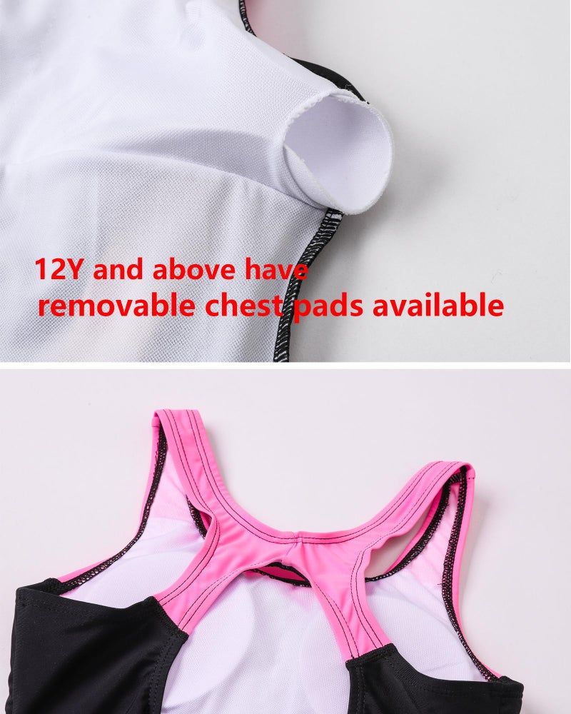 J·E Sterguard J.E Sterguard Athletic Girls' One Piece Swimsuit, Girls Bathing Suits, Competition Black+Pink Girl Swimsuits Size 14-16 1880-BP - Image 3
