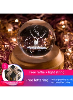 Generic Creative Gift Wooden Music Box For Girls Gift Elk Birthday Octave Crystal Ball Music Box Z1-Color:Dandelion-Dimensions:Music Box Fairy Tale  - Image 2
