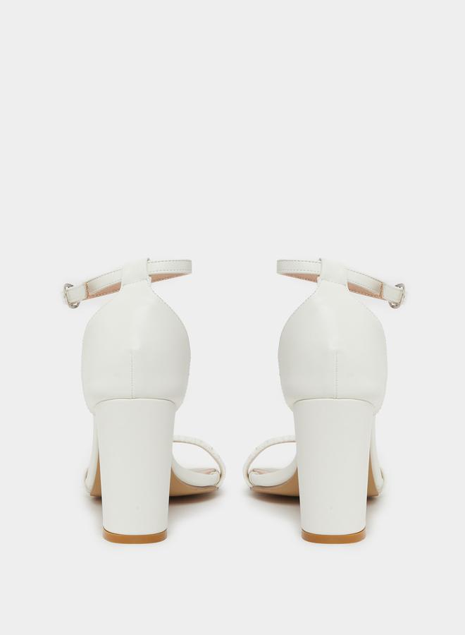 Styli Pleated Ankle Strap Block Heel Sandals  - Image 4