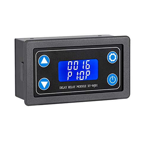 DROK Delay Relay Module, DC 6-30V Timer Relay 12V 24V 0.01s-9999min 50mA Digital Timer Cycle Delay Switch Module AC 220V Power On-Off Controller with LCD Display Switch Button Case - Image 1
