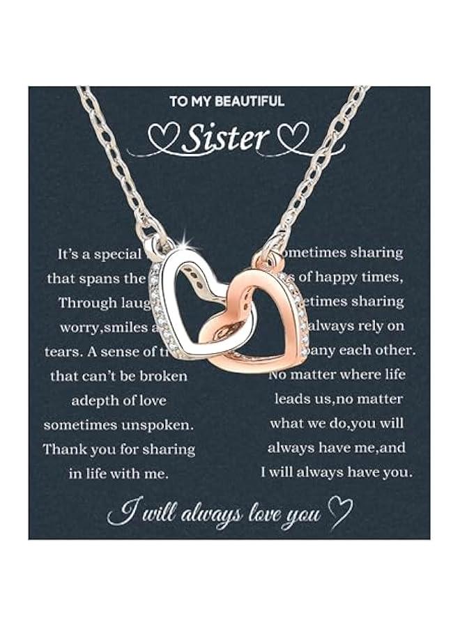 Arabest Sister Gifts From Sister Necklaces For 2 Big Sister Little Sister Birthday Gifts 925 Sterling Silver  Gifts With Message Card &Gift Box - Image 1