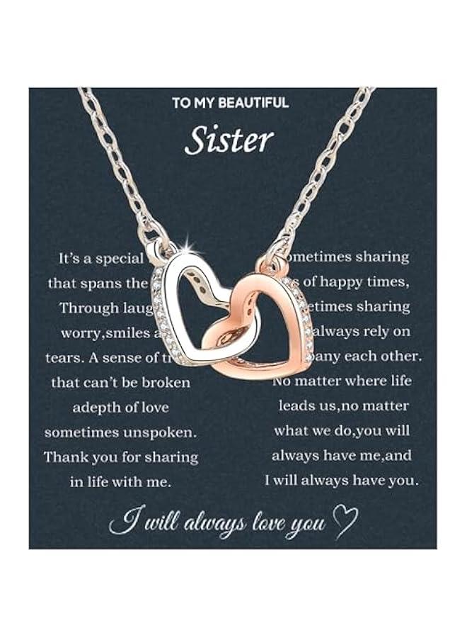 Arabest Sister Gifts From Sister Necklaces For 2 Big Sister Little Sister Birthday Gifts 925 Sterling Silver  Gifts With Message Card &Gift Box - Image 2