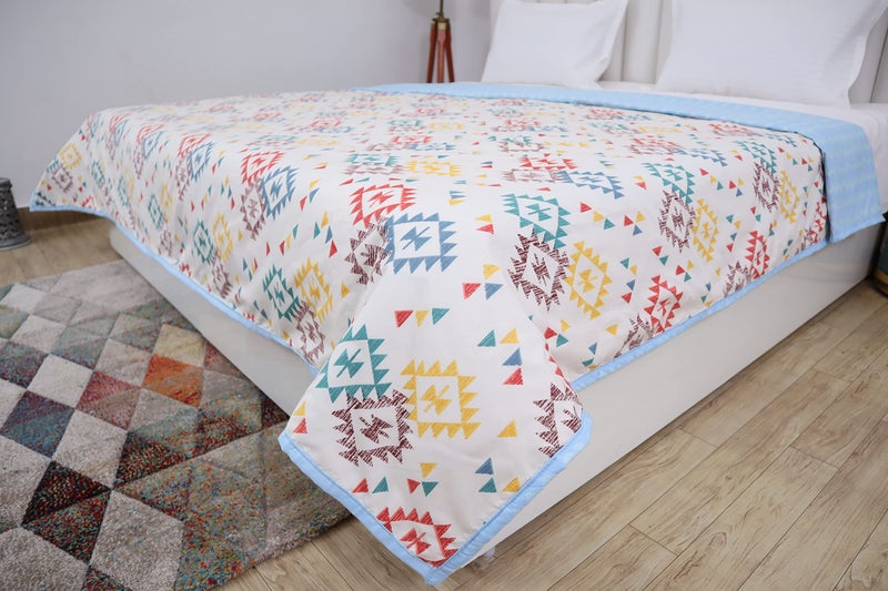 RD TREND Glace Cotton Reversible Dohar for Double Bed Size (90X100 Inch) Supersoft Double Bed AC Comforter/Lightweight Blanket Color-Cream - Image 4