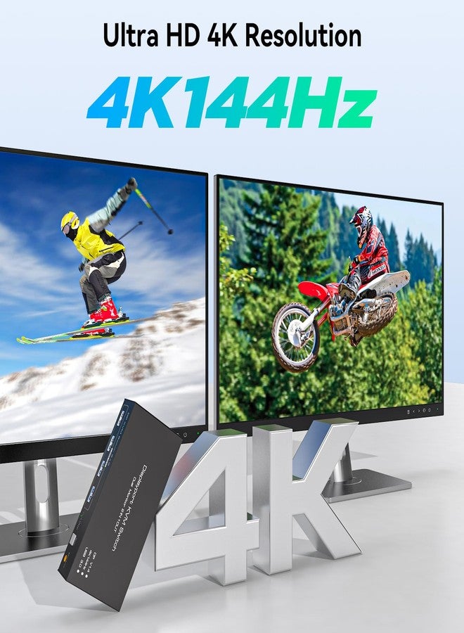 مفتاح KVM مزود بمنفذ DisplayPort لشاشتين وجهازَي كمبيوتر بدقة 4K بمعدل 144 هرتز، ومنفذ USB 3.0 لمشاركة شاشتين وأربعة أجهزة USB، ويدعم وضع النسخ/التوسيع مع وحدة تحكم سطح المكتب. - Image 5