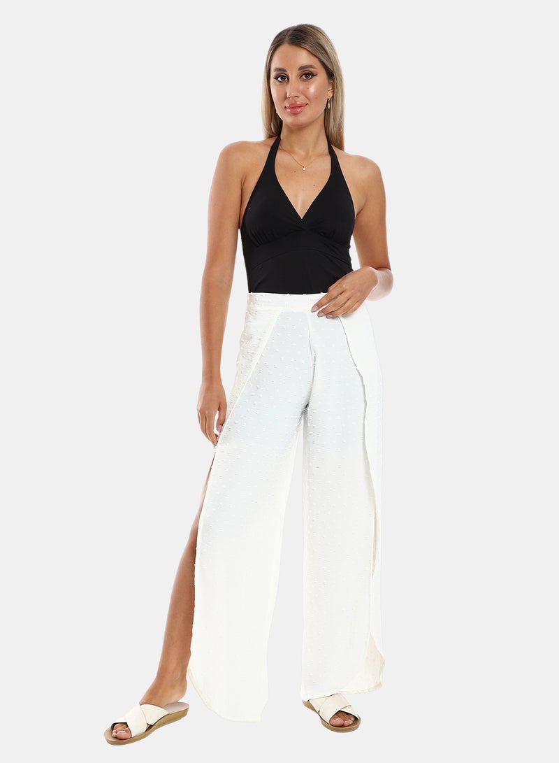 belle Full Legs Side Slits Slip On Cover Up Pants - Image 1