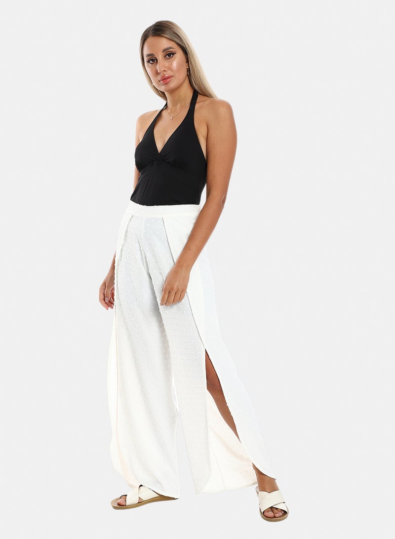 belle Full Legs Side Slits Slip On Cover Up Pants - Image 2