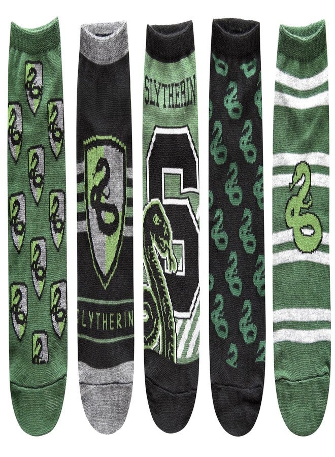 هاري بوتر جوارب قصيرة من هاري بوتر سليذرين للأطفال/النساء، عبوة من 5 جوارب، مقاسات من 4 إلى 10 - Image 1