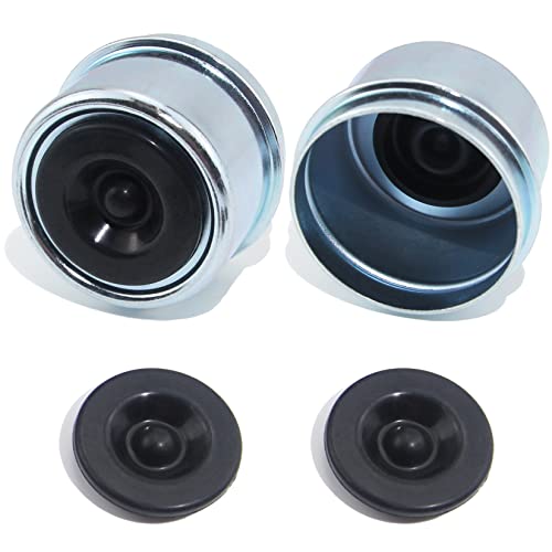 GREPSPUD 2pcs 1.98'' Trailer Hub Dust Caps, Trailer Spindle Bearing Dust Cap Cup Grease Cover Caps & Extra Rubber Plugs for 2000 to 3500 lb Boat Trailer Dexter EZ Lube Trailer Camper RV Axle - Image 1