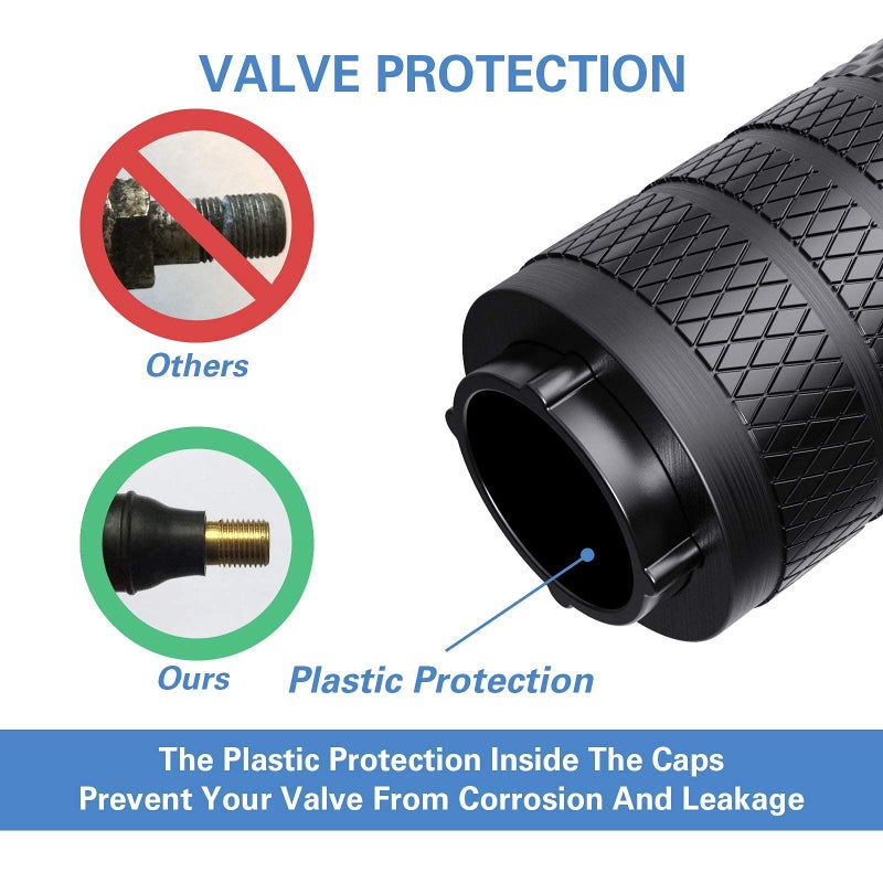 CKAuto Tire Valve Stem Caps, Black, 4 pcs/Pack, Anodized Aluminum Tire Valve Cap Set, Corrosion Resistant, Universal Stem Covers for Cars Trucks Motorcycles SUVs and Bikes - Image 3