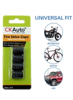 CKAuto CKAuto Tire Valve Stem Caps, Black, 4 pcs/Pack, Anodized Aluminum Tire Valve Cap Set, Corrosion Resistant, Universal Stem Covers for Cars Trucks Motorcycles SUVs and Bikes  - Image 5