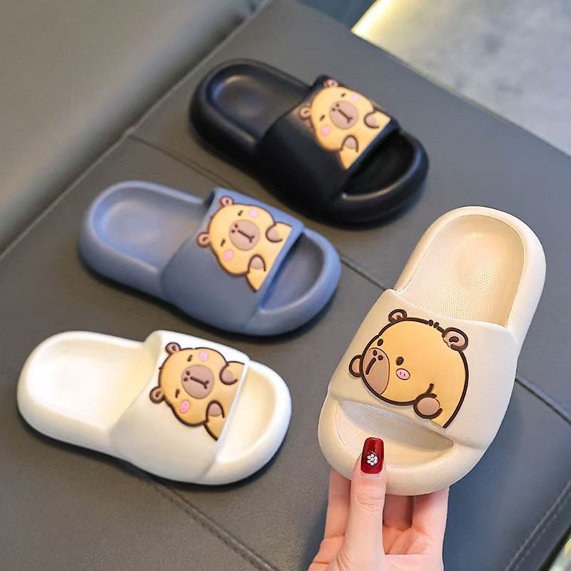 Kapibala Summer Childrens Sandals and Slippers for Boys and Girls Non-Slip Feeling Parent-Child Indoor Bathing Middle and Big Childrens Sandals Black - Image 5