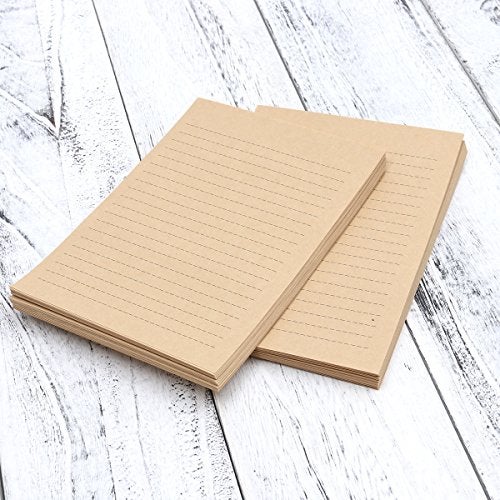 NUOLUX 100Pcs Vintage Kraft A5 Lined Letter Paper Retro Writing Paper for Home Office Stationary1 - Image 3
