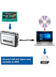 Y&D Portable Cassette Player/Cassette to MP3 Converter Capture Tape MP3/CD Audio via USB –Converter Retro with Earphones, Compatible Cell Phone Charger | Cable & User Manual Included  - Image 4