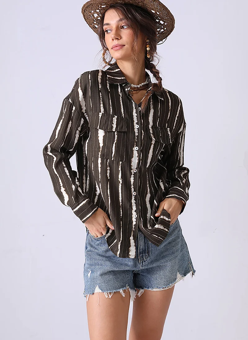 YUNIQEE Black & White Spread Collar Regular Sleeves Regular Fit Shirt