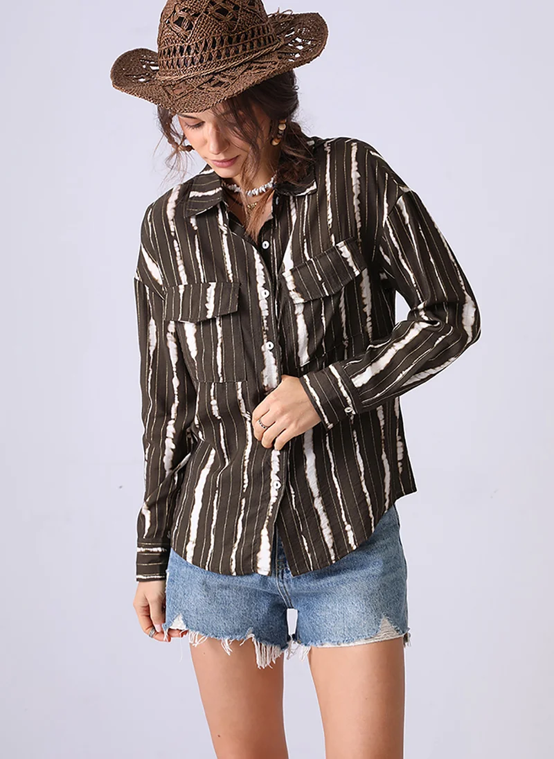 YUNIQEE Black & White Spread Collar Regular Sleeves Regular Fit Shirt