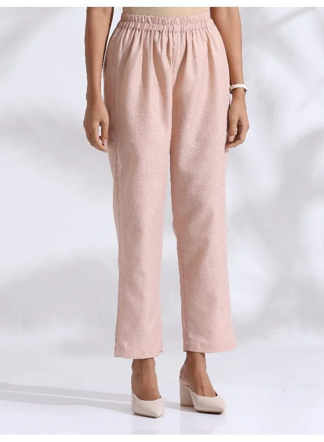 trueBrowns Light Pink Slub Kurta Co-ord Set