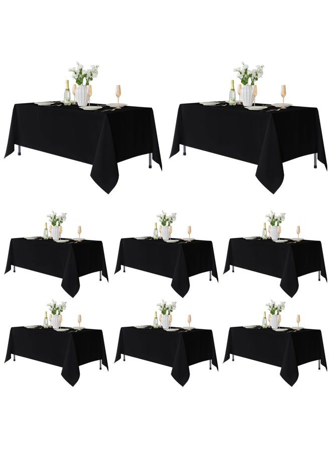 Fitable 8 Pack Table Cloth Rectangle Table: Stain and Wrinkle Resistant Tablecloth Rectangular, Washable Polyester Table Cover for Wedding Party Dining Banquet Event Catering(Black, 70x120 Inch) - Image 1