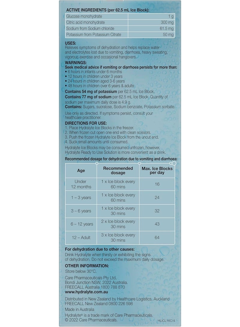 Hydralyte Colour Free Lemonade – Rehydration & Electrolyte Support – 16 Ice Blocks - Image 3