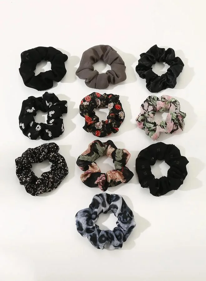 Take Two  Set of 10 - Printed Hair Scrunchies for Women | Best Price UAE