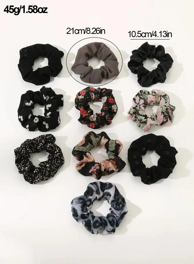 Take Two  Set of 10 - Printed Hair Scrunchies for Women | Best Price UAE