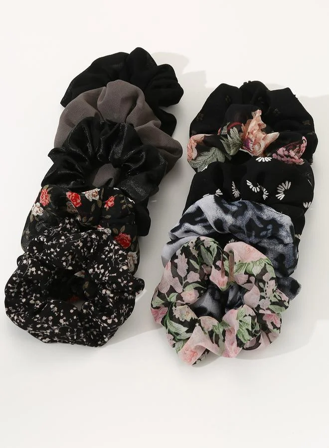 تايك تو Set of 10 - Printed Hair Scrunchies