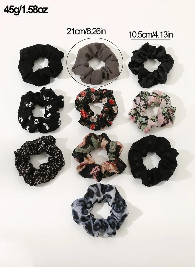 Take Two  Set of 10 - Printed Hair Scrunchies for Women | Best Price UAE
