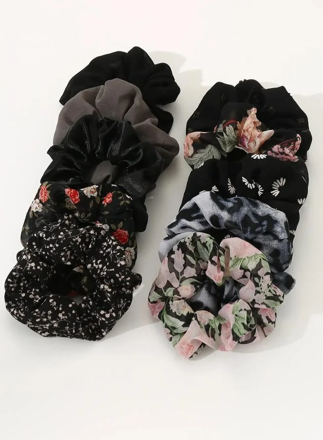 Take Two  Set of 10 - Printed Hair Scrunchies for Women | Best Price UAE