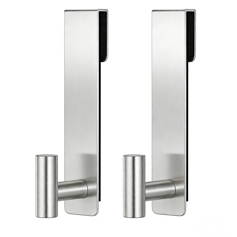 HUFEEOH Shower Towel Hooks, 7.5-Inch Extended Over Glass Shower Door Hanger for Towels & Robes, Rustproof Bathroom Towel Rack, 2-Pack (Silver, T Shape) - Image 1